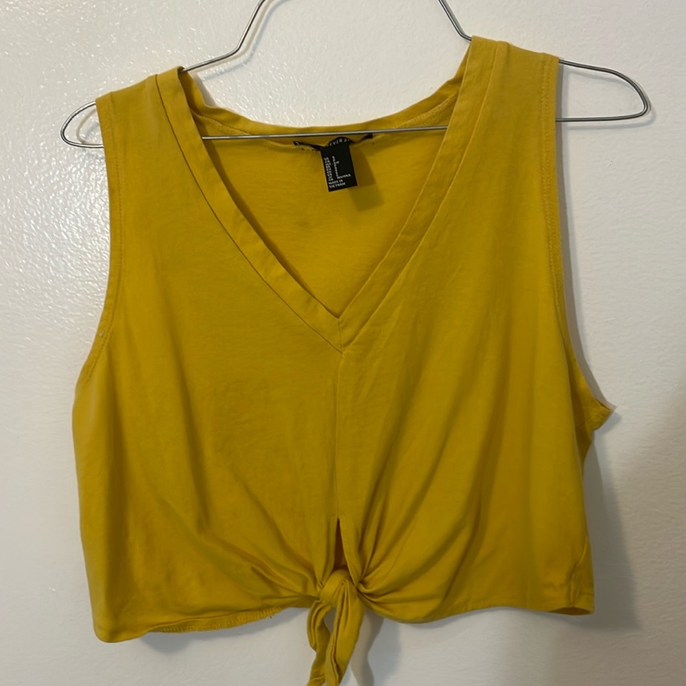 Forever 21 small yellow crop tank top v neck